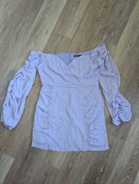 Nasty Gal Lavender Ruched Long Sleeve Mini Dress Size 10
